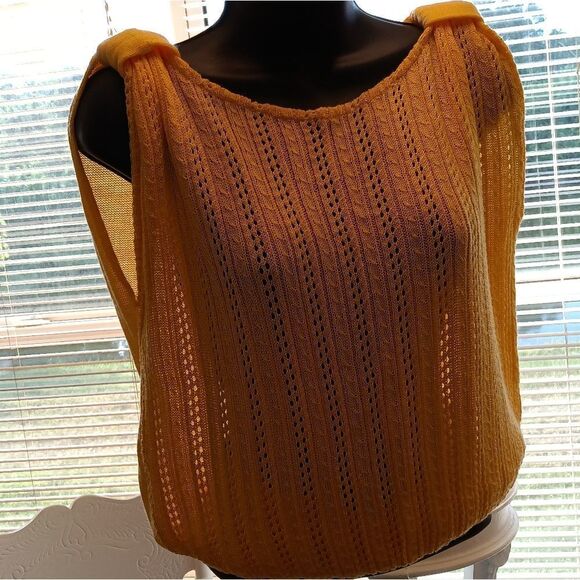 Yellow Sleeveless Summer Sweater sz Med - Picture 5 of 9
